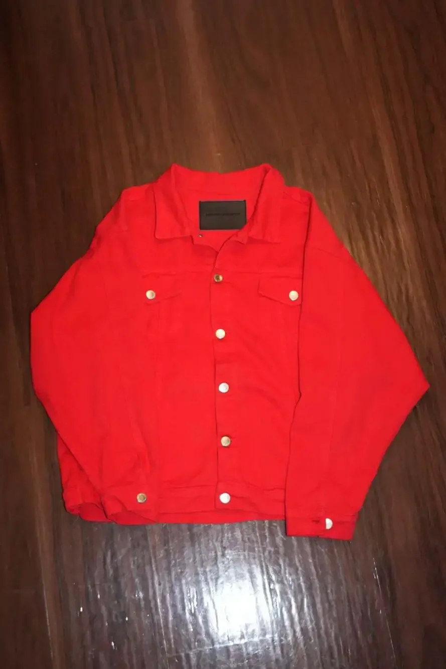 NASASEASONS Red Denim Trucker Jacket